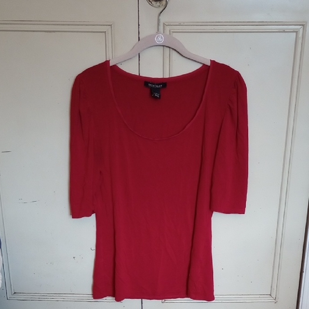 White House Black Market Berry Blouse 3/4 Sleeves Size M
